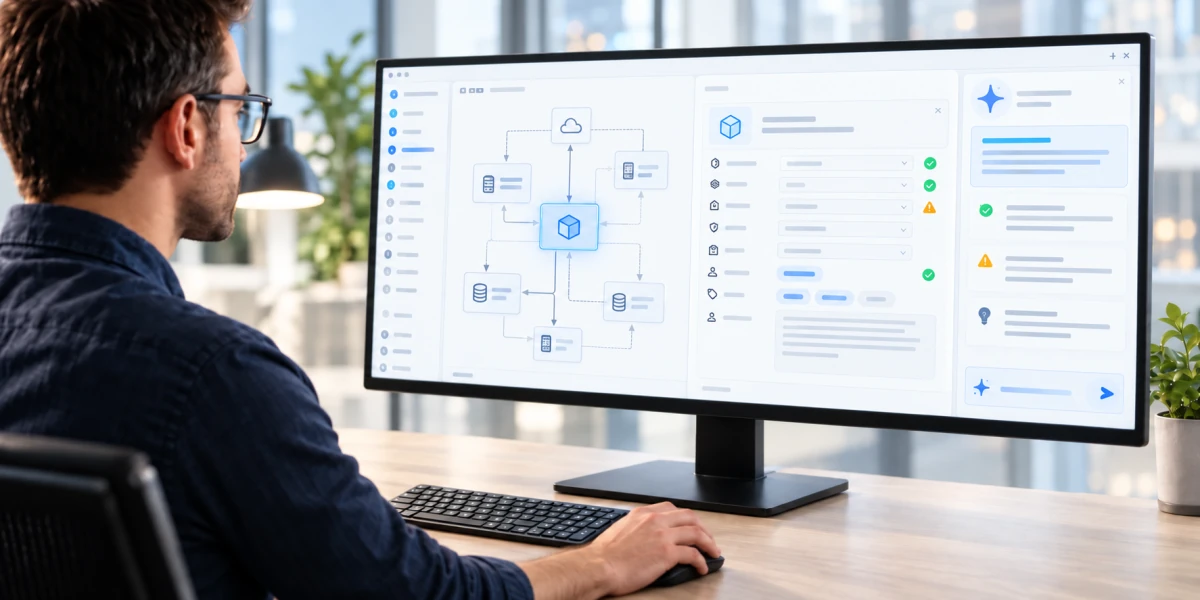 An architect reviews model object attributes and metadata with AI
