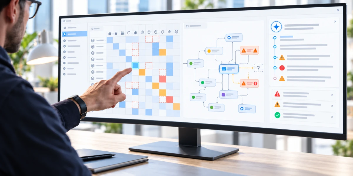 A dependency matrix reveals gaps, critical relationships, and change impact with AI